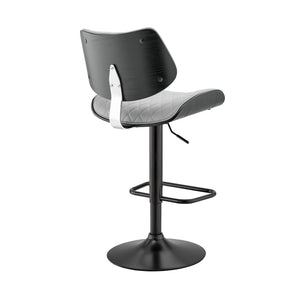 Homeroots 24" Gray And Black Faux Leather And Iron Swivel Low Back Adjustable Height Bar Chair   476978