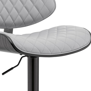 Homeroots 24" Gray And Black Faux Leather And Iron Swivel Low Back Adjustable Height Bar Chair   476978