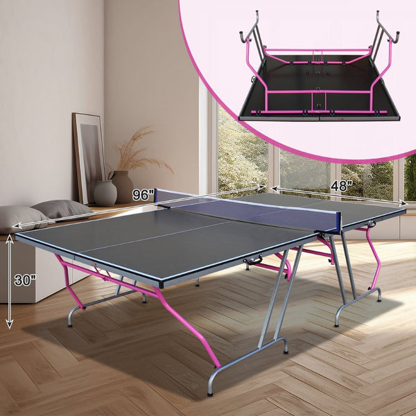 English Elm Double Fish Regulation Mdf Ping Pong Table Foldable Solo Practice Ready Indoor Play W3087P251047