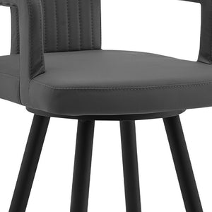 Homeroots 26" Gray And Black Faux Leather And Iron Swivel Low Back Counter Height Bar Chair   476986