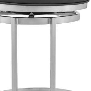 Homeroots 30" Gray And Silver Faux Leather And Iron Swivel Backless Bar Height Bar Chair   476993