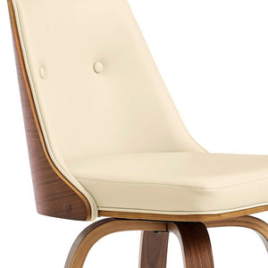 Homeroots 26" Cream And Brown Faux Leather Swivel Counter Height Bar Chair   476997