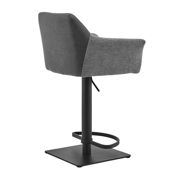 Homeroots 22" Gray And Black Iron Swivel Low Back Adjustable Height Bar Chair   476998