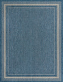 Unique Loom Outdoor Border Soft Border Machine Made Border Rug Blue, Ivory/Gray 9' 0" x 12' 0"
