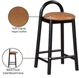 Calvin Cognac Vegan Leather Stool 476Cognac-C Meridian Furniture