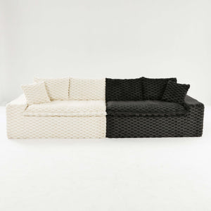 English Elm Luxury Color-Block Turtle Velvet Sofa - Modular Design For Stylish Living Spaces, Comfort For All! W3371S00045
