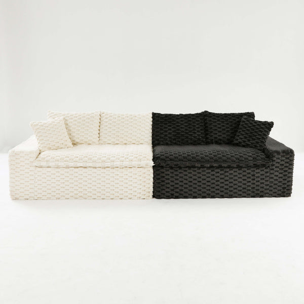 English Elm Luxury Color-Block Turtle Velvet Sofa - Modular Design For Stylish Living Spaces, Comfort For All! W3371S00045