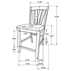 English Elm Maxine Brown Square Counter Dining Set with Mindi Veneer Table and Upholstered Chairs B062S01452