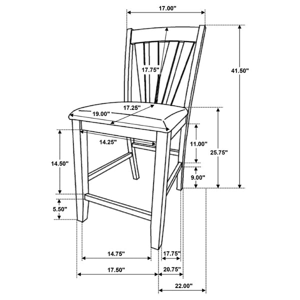 English Elm Maxine Brown Square Counter Dining Set with Mindi Veneer Table and Upholstered Chairs B062S01452