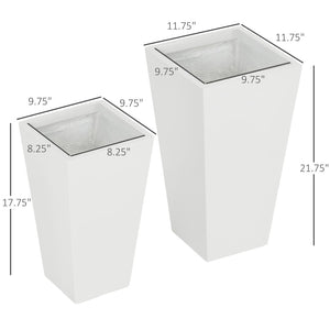 English Elm Durable Stackable Magnesium Oxide Planters 2 Pack Matte Stone Finish Outdoor Patio Set White T3971P423393