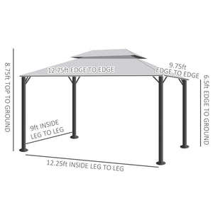 English Elm Outsunny 10' X 13' Stylish Patio Gazebo With Netting & Curtains, Durable Aluminum Frame For Outdoor Bliss W2225P174179-GIGA