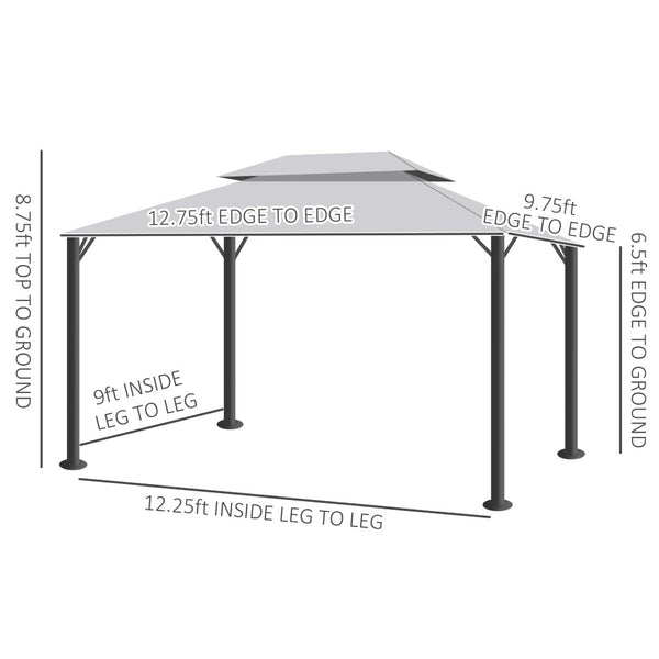 English Elm Outsunny 10' X 13' Stylish Patio Gazebo With Netting & Curtains, Durable Aluminum Frame For Outdoor Bliss W2225P174179-GIGA