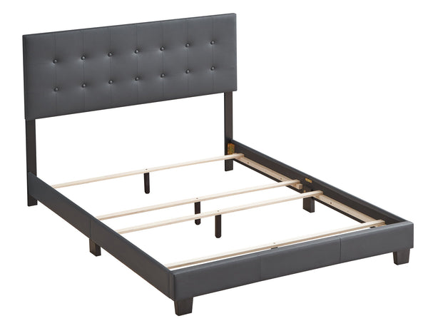 English Elm Stylish Velvet-Accented Queen Bed with Channel Tufting, Sturdy Wood Slats & Modern Timeless Design DARK GREY 5.5 L x 60 W x 25 H B078107974