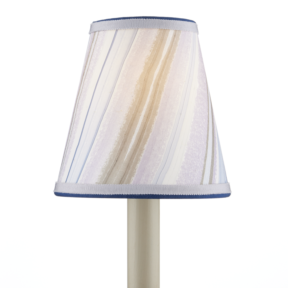 Marble Lavender Tapered Chandelier Shade – Artisanal Marbleized Paper with Grosgrain Ribbon Elegance