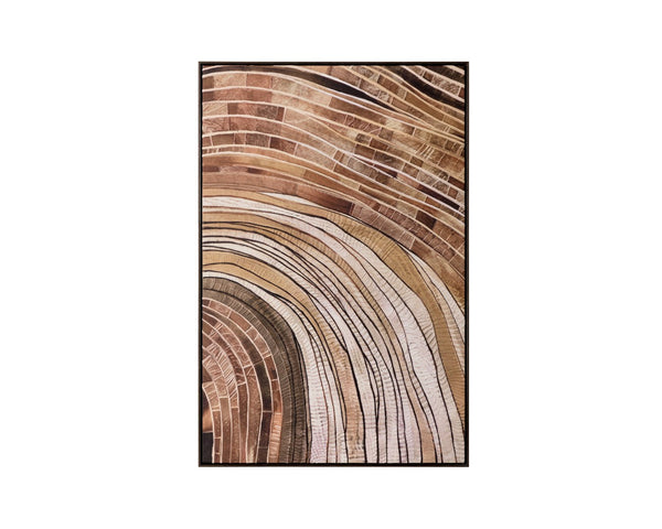 Sunpan TURNING Wall Art - 40" x 60" Bronze Floater Frame with Organic Tree-Ring Design for Any Space I A0428