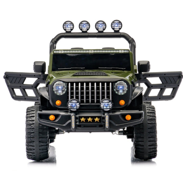 English Elm 24v Two Seat Kids Ride on Car with 4wd Motor Remote Control and Led Lights Green W509P378205