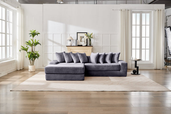 English Elm Convertible Floor Sofa Bed - Stylish Corduroy Couch, Space-Saving Foldable Mattress For Comfort & Versatility W2915S00076
