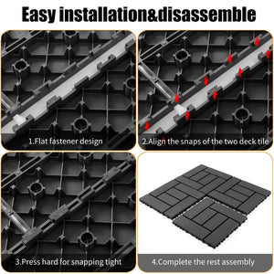 English Elm 12-inch Polypropylene Interlocking Floor Tiles for Patios Balconies and Wet Spaces 44 Pack W3022P251851