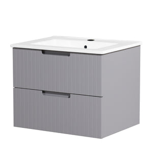 English Elm 24 Inch Floating Bathroom Vanity – Stylish Wall-Mounted Cabinet With Ceramic Sink & Soft-Close Drawers W1550S00032