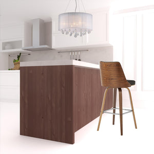 Homeroots 30" Brown Faux Leather Swivel Bar Height Bar Chair   477001