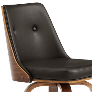 Homeroots 30" Brown Faux Leather Swivel Bar Height Bar Chair   477001