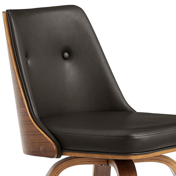 Homeroots 30" Brown Faux Leather Swivel Bar Height Bar Chair   477001