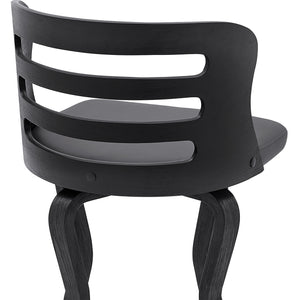 Homeroots 29" Gray And Black Faux Leather And Iron Swivel Low Back Bar Height Bar Chair   477003