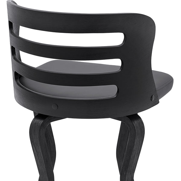 Homeroots 29" Gray And Black Faux Leather And Iron Swivel Low Back Bar Height Bar Chair   477003
