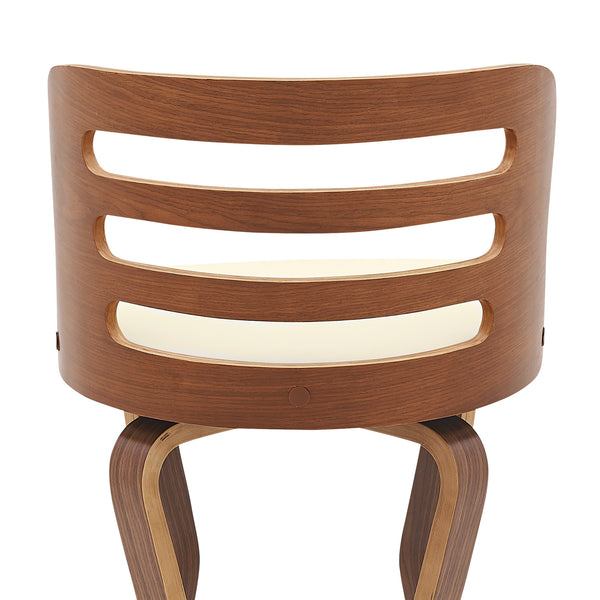 Homeroots 29" Cream And Brown Faux Leather Swivel Low Back Bar Height Bar Chair   477005