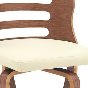 Homeroots 29" Cream And Brown Faux Leather Swivel Low Back Bar Height Bar Chair   477005