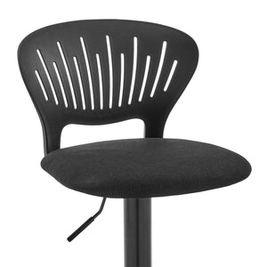 Homeroots 23" Black Iron Swivel Low Back Adjustable Height Bar Chair   477008