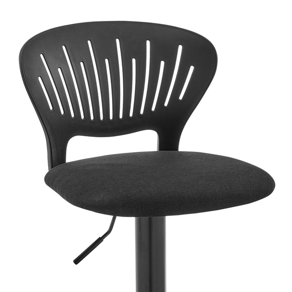 Homeroots 23" Black Iron Swivel Low Back Adjustable Height Bar Chair   477008