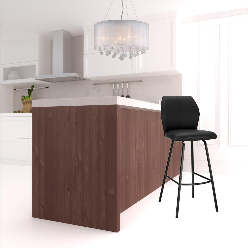 Homeroots 30" Black Faux Leather And Iron Bar Height Bar Chair   477010