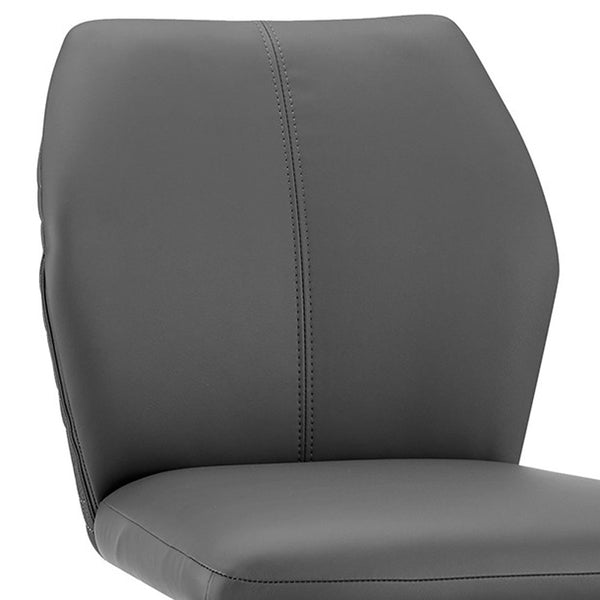 Homeroots 26" Gray And Black Faux Leather And Iron Counter Height Bar Chair   477011