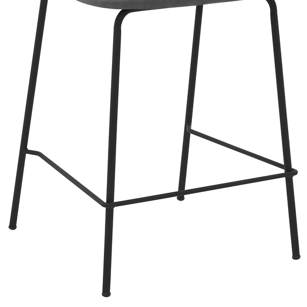 Homeroots 26" Gray And Black Iron Counter Height Bar Chair   477014