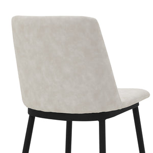 Homeroots 26" Cream And Black Faux Leather And Iron Counter Height Bar Chair   477016