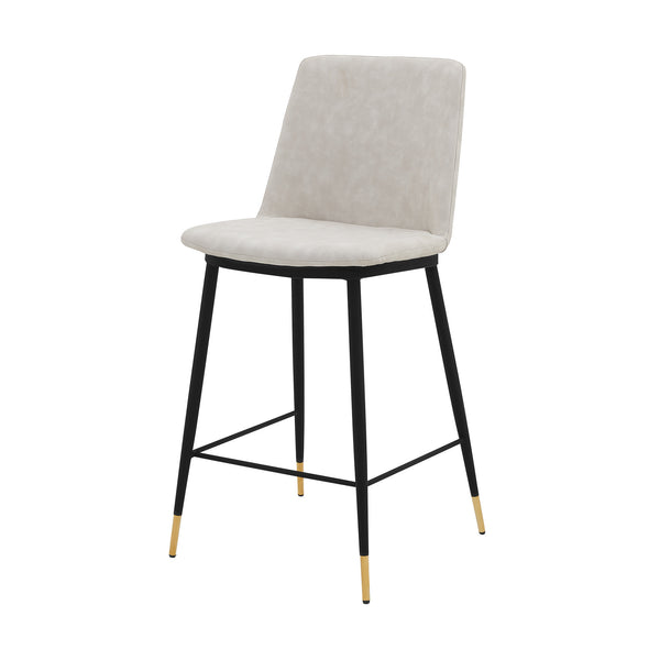 Homeroots 26" Cream And Black Faux Leather And Iron Counter Height Bar Chair   477016