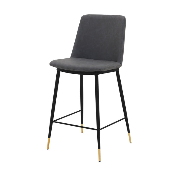 Homeroots 26" Gray And Black Faux Leather And Iron Counter Height Bar Chair   477017