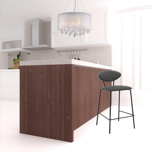 Homeroots 26" Gray And Black Faux Leather And Iron Low Back Counter Height Bar Chair   477018