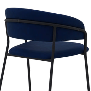 Homeroots 26" Blue And Black Faux Leather And Iron Low Back Counter Height Bar Chair   477019
