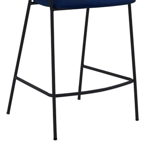 Homeroots 26" Blue And Black Faux Leather And Iron Low Back Counter Height Bar Chair   477019