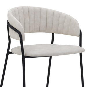 Homeroots 26" Cream And Black Faux Leather And Iron Low Back Counter Height Bar Chair   477020