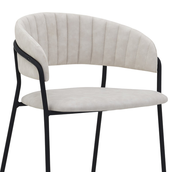 Homeroots 26" Cream And Black Faux Leather And Iron Low Back Counter Height Bar Chair   477020