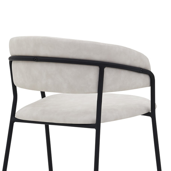 Homeroots 26" Cream And Black Faux Leather And Iron Low Back Counter Height Bar Chair   477020