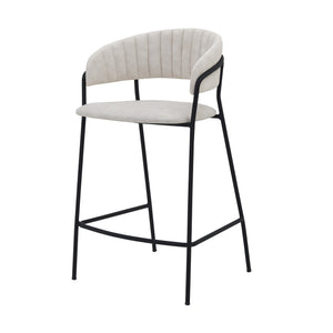 Homeroots 26" Cream And Black Faux Leather And Iron Low Back Counter Height Bar Chair   477020