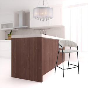 Homeroots 26" Cream And Black Faux Leather And Iron Low Back Counter Height Bar Chair   477020