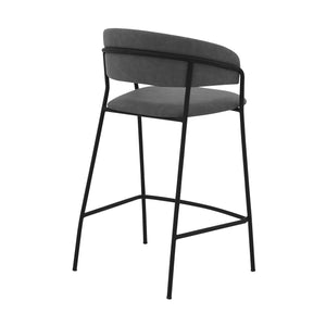 Homeroots 26" Gray And Black Faux Leather And Iron Low Back Counter Height Bar Chair   477021