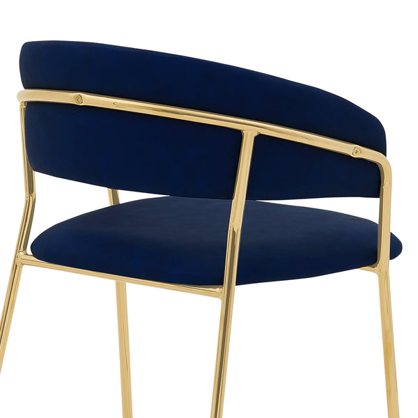 Homeroots 26" Blue And Gold Faux Leather And Iron Low Back Counter Height Bar Chair   477022