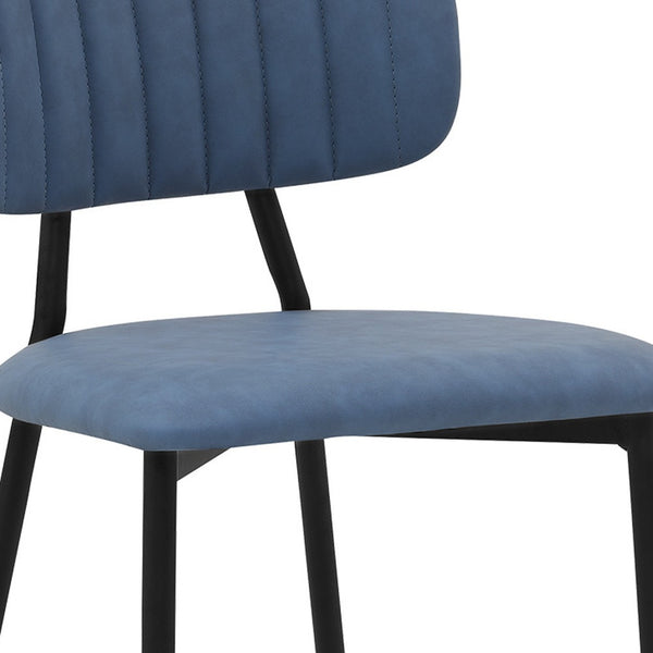 Homeroots 26" Light Blue And Black Faux Leather And Iron Low Back Counter Height Bar Chair   477026