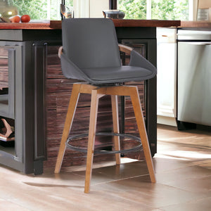 Homeroots 27" Gray And Brown Iron Swivel Counter Height Bar Chair   477036